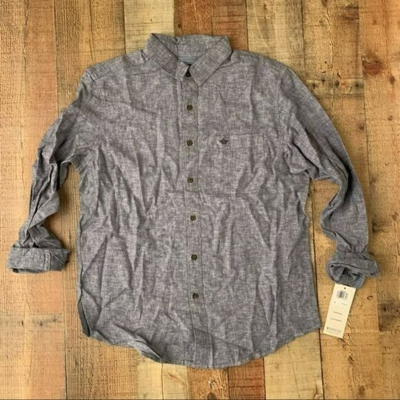 Dockers men’s denim blue long sleeve button up shirt regular fit - M - Picture 1 of 12